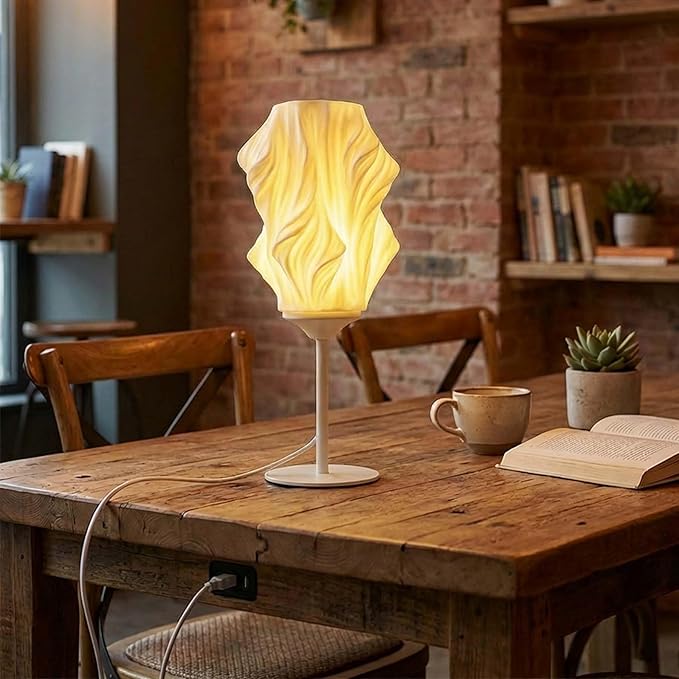 Bedside Lamp for Bedroom,3 Way Dimmable Touch Table Lamp with 6W LED Light Strip,Modern Nightstand Lamp with 3D Printed PVC Lampshade for Living Room,Office,Dorm Room