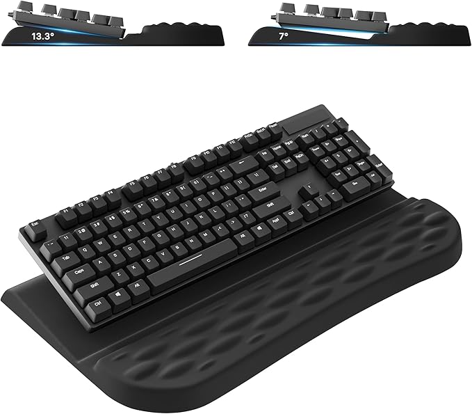 Keyboard Wrist Rest Stand for Desktop, 2 Angle Adjustment Ergonomic Computer Keyboard Stand Key Board Riser Holder with Wrist Support for Office, Home, Desk