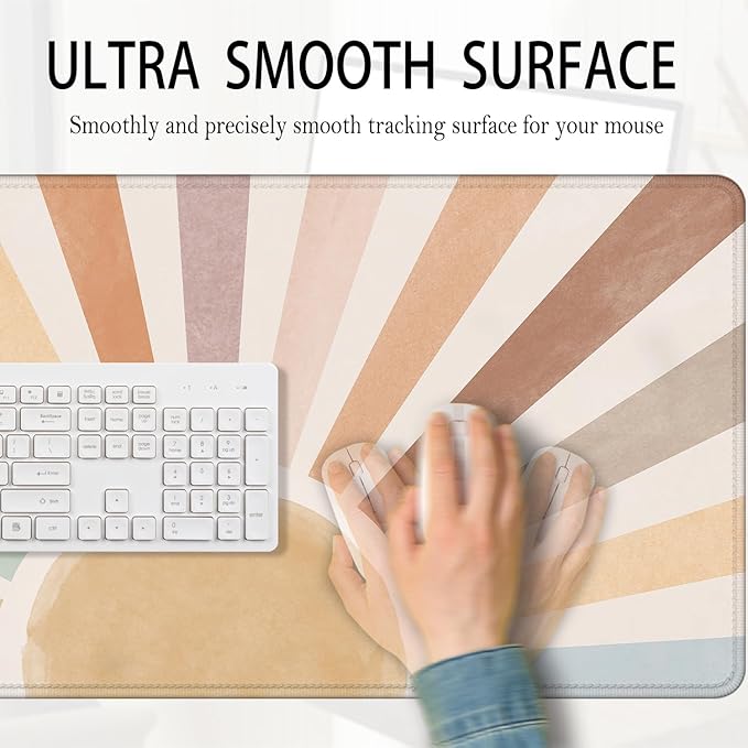 Boho Sun Large Mouse Pad 31.5x15.7inch, Sunshine Rainbow Large Extended Computer Desk Mat Mousepad for Keyboard and Mouse, Boho Desk Accessories