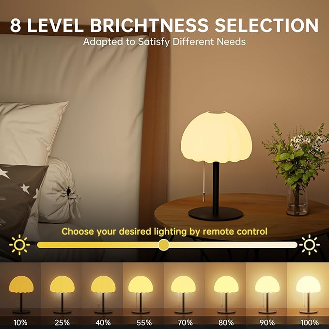 Touch Bedside Table lamp, RGB Mode Dimmable Small Lamp for Bedroom, Pull Chain Table Lamps with 4 Light Modes, Multi-Color Nightstand Lamp for for Living Room Home Gifts