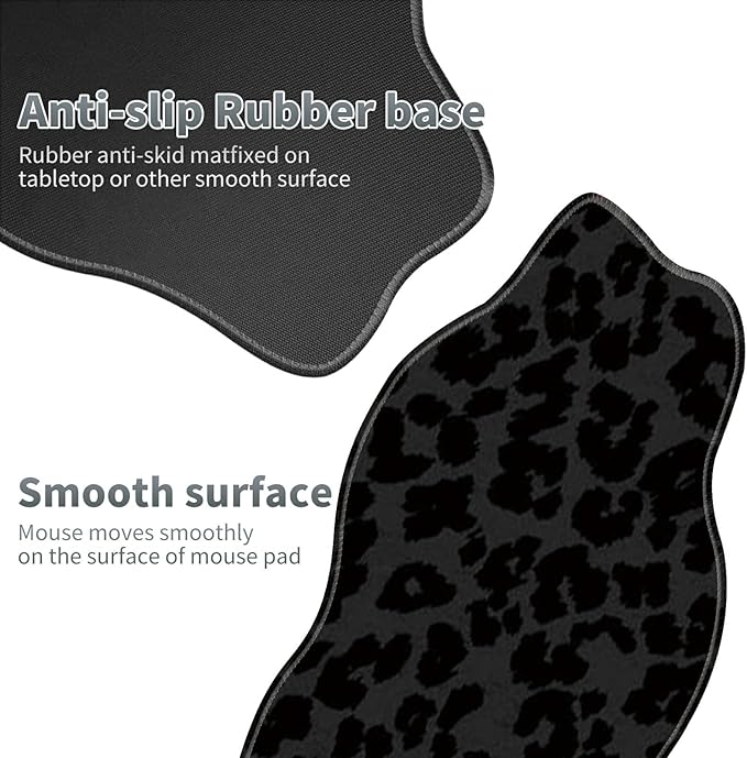 Black Leopards Large Gaming Mouse Pad Plus a Coaster, 35.4 x 15.7 inches Desk Mat Extended XXL Mousepad with Stitched Edge Non-Slip Rubber, Desk Pad Computer Mouse Mat for Home Office