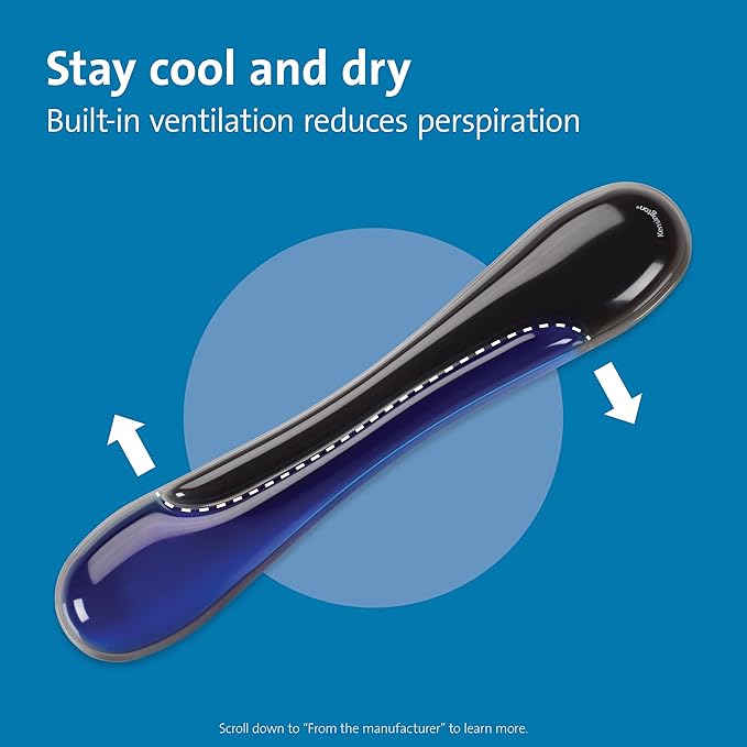 Kensington Duo Gel Keyboard Wrist Rest, Ergonomic Support with Ventilation Channel, Universal Compatibility (K62397AM) Blue