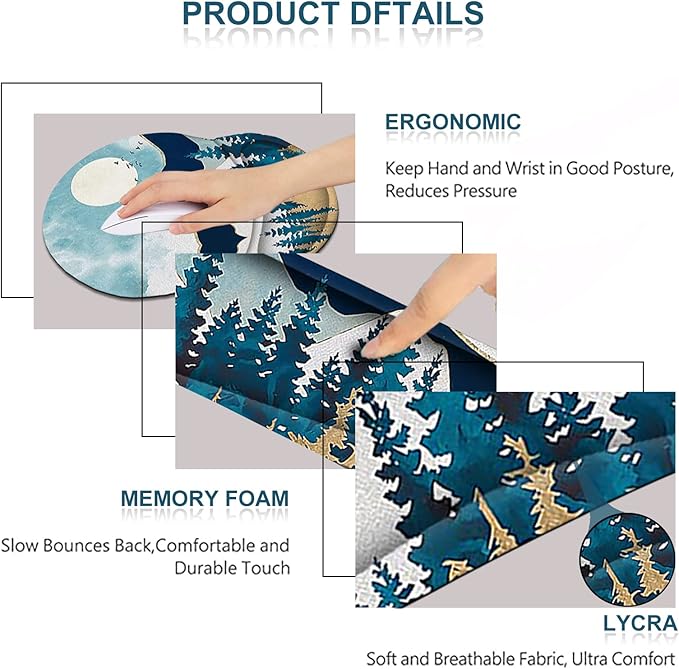ArtSo Mouse Pad Keyboard Wrist Rest Support Ergonomic, Upgraded Cushion Mousepad Gel Memory Foam Non-Slip Rubber Base Wrist Support & Easy Typing for Home, Office, Abstract Mountain