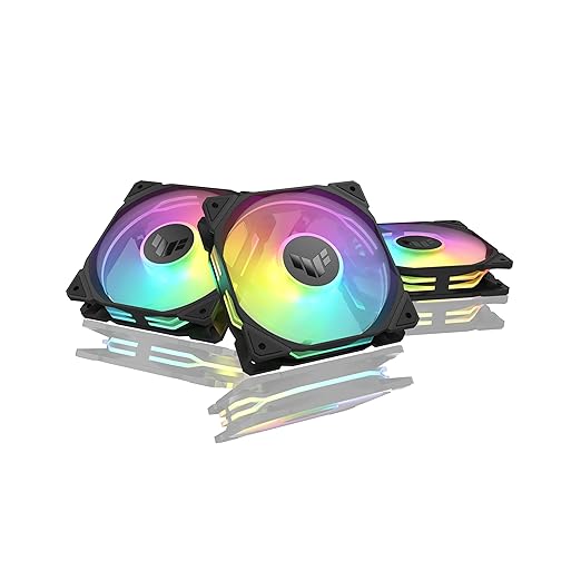 ASUS TUF Gaming TR120 ARGB Fan - Black - Triple Pack Higher Cooling Performance Extra-Thick 28mm Fan Frame, Exclusive Double-Layered LED Matrix Design with 16 Addressable RGB LEDs, Aura Sync