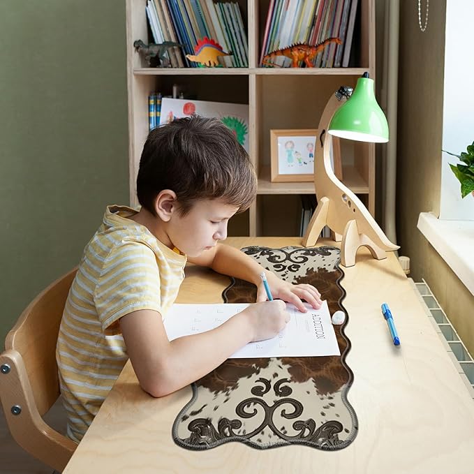 Art Leopard Large Gaming Mouse Pad Plus a Coaster, 31.5 x 11.8 inches Desk Mat Extended XL Mousepad with Stitched Edge Non-Slip Rubber, Desk Pad Computer Mouse Mat for Home Office