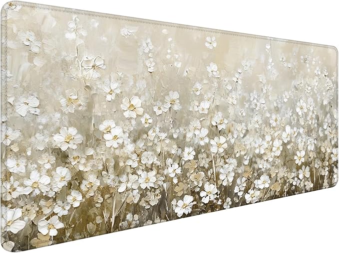 Vintage Watercolor Floral Large Mouse Pad 31.5x15.7inch, Retro Cottagecore Flower Large Extended Computer Desk Mat Mousepad for Keyboard and Mouse, Floral Desk Accessories