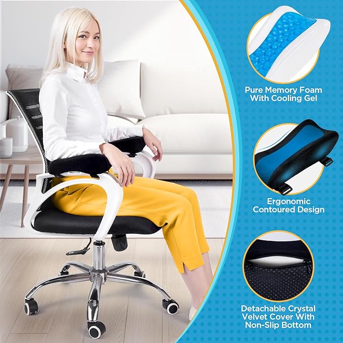 BEAUTRIP Ergonomic Armrest Pads- Office Chair Arm Rest Cover Pillow - Elbow Support Cushion for Computer, Gaming and Desk Chairs (Set of 2)