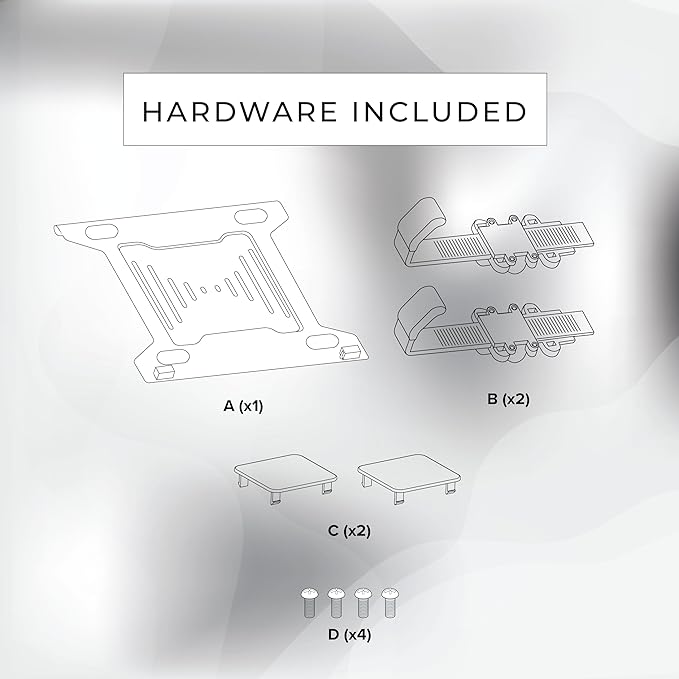 HumanCentric Laptop VESA Mount Tray for Monitor Arms and Stands, Fits 75x75 and 100x100 mm VESA Mount Holes, Fully Secures Laptop with Adjustable Clamps 9.5" to 16.5” Width, Rubber Pads