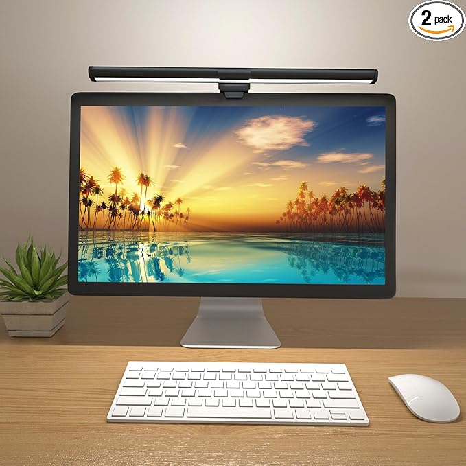 OOWOLF Monitor Light Bar, Ra90 Computer Monitor Lamp for Eye Caring, USB Reading Lamp Task Lamp, Dimmable Light Bar with Memory, No Glare Space Saving Home Office 16.20" 2-Pack