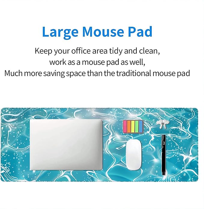 Anime Wave Desk Mat Gaming Mouse Pad Blue Ocean Waves Water Mousepad XL Large Gaming Mouse Pad Laptop Keyboard Mat Desk Pad Office Home Decor for Women Girl 31.5"x11.8"