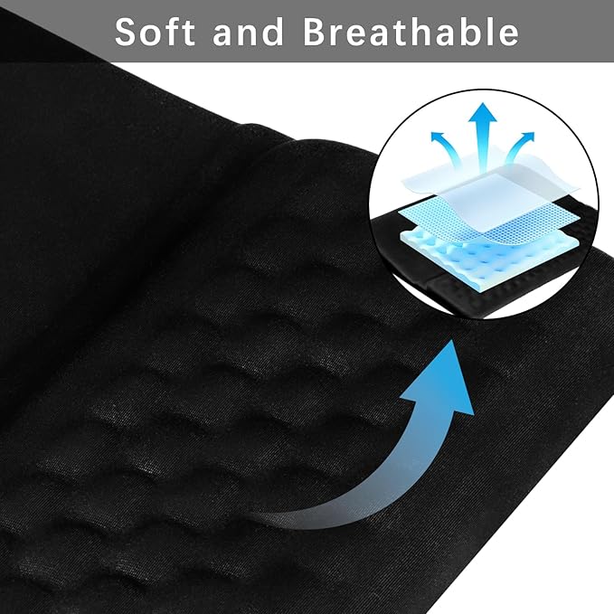 Keyboard Wrist Rest -Ergonomic Keyboard Stand with Wrist Rest- with Carpal Tunnel Massage Bumps and Full Memory Gel Design - Ideal Frequent Computer (Black)