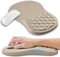 Ergonomic Mouse Pad Wrist Support with Memory Foam Massage Bulge, Carpal Tunnel Mousepad Wrist Rest for Mouse(12x8 inch, Apricot)