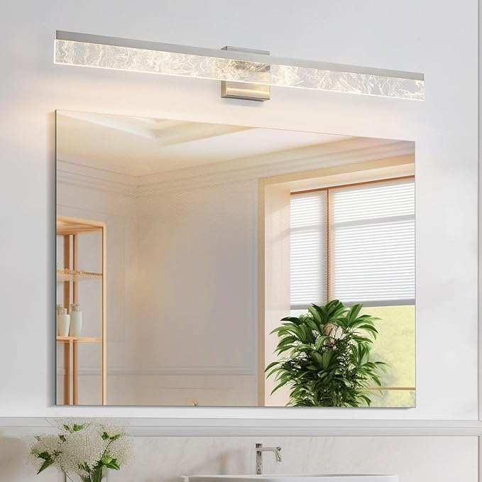 39 Inch Brushed Nickel Vanity Light Fixture, 28W Dimmable LED for Bathroom Above Mirror, Modern Wall Mount Lighting 3000K