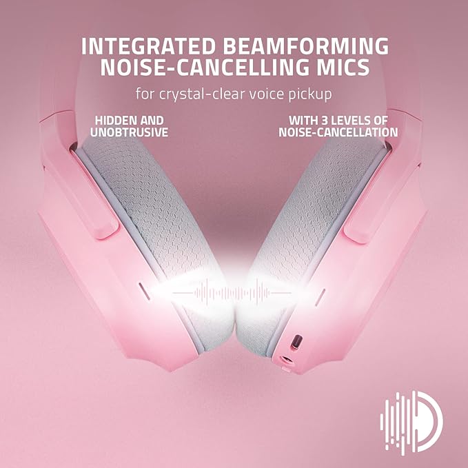 Razer Barracuda Wireless Gaming & Mobile Headset (PC, PlayStation, Switch 2, Android, iOS): 2.4GHz Wireless + Bluetooth - Integrated Noise-Cancelling Mic - 50mm Drivers - 40 Hr Battery - Quartz Pink
