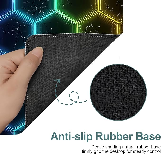 Honeycomb Extended Gaming Mouse Pad 35.4x15.7Inch Large Desk Mat Anti-Slip Rubber Base & Durable Stitched Edges for Gamers Smooth Mouse Writing Surface for Desk Office/Home