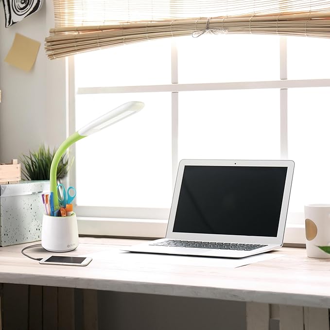 OttLite Organize LED Desk Lamp with USB Charging Port - Adjustable, Desk Light with Storage,Multicolored