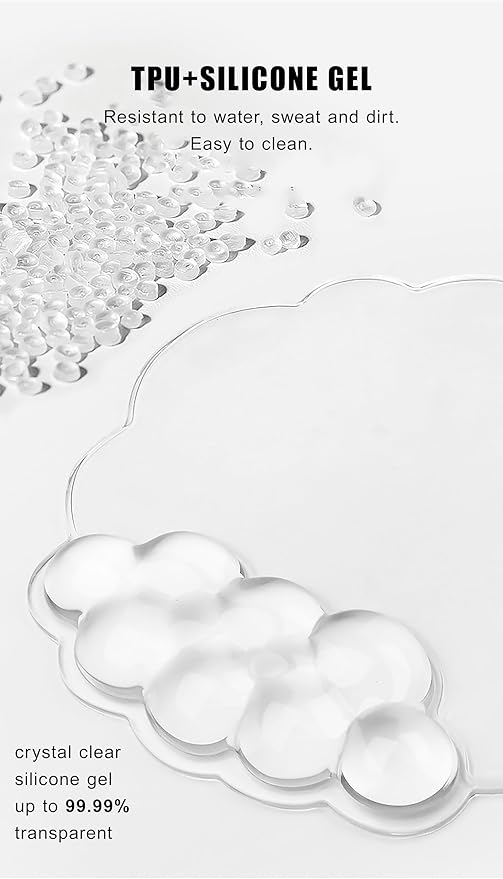 Mouse Pad with Wrist Rest, Soft Cloud Gel Keyboard Mouse Pad Set with Hand Wrist Support, Cute Non Slip Office Desk Accessories for Comfort/Computer/Laptop (2Pc Clear Cloud)