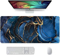 Auhoahsil Large Mouse Pad, XXL Desk Pad, Extened 35" x 15", Non-Slip Rubber Base, Stitched Edges, Superior Surface, Waterproof Keyboard Mat, Large Mousepad for Gamer, Office & Home, Dark Blue Marble