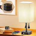 Remote Control Bedside Lamp with USB-C & USB-A Charging Ports, 2 AC Outlets, Stepless Dimming Nightstand Lamp for Bedroom- Touch & Remote Control,Warm Soft Light Table Lamp for Home, Office,Decoration