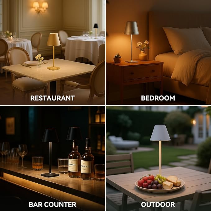 2 Pack Minimalistic Cordless Table Lamps - 2000mAh Rechargeable, Touch Control, 3 Colors Stepless Dimming LED Bottle Lamp Kit for Home & Camping