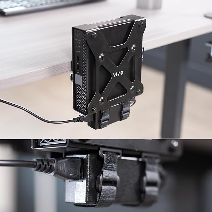 VIVO Behind Monitor VESA Mount Designed for Dell OptiPlex Micro CPU, Monitor Arm Computer Holder, Concealed Behind Screen, Desk Clamp Option, Black, Mount-DLMM1