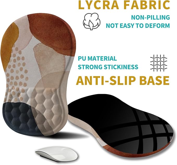 Hokafenle Ergonomic Mouse Pad Wrist Support, Wrist Rest Mousepad for Carpal Tunnel with Integrated Memory Foam Slope Massage Bulge (11.8x7.9 inch,Abstract Marble)
