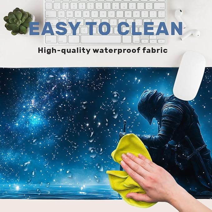 Knight Desk Mat Gaming Large Mouse Pad Cosmic Sky Blue Galaxy Mousepad for Keyboard and Mouse Extra Large Full Desk Computer Pads 31.5 x 11.8 Mouse Pads for Desk Home Office Gaming