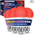 Neporal 3W 625nm Red Light Bulbs for Sleep, 100% Blue Light Blocking Bulb, Red Light Night Light for Melatonin Promoting, A19 40W Equivalent Dim Light Bulbs for Bedroom, Baby Nursery,4 Pack