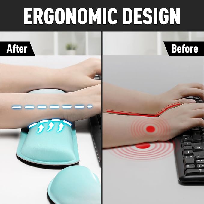 Gimars Upgrade Enlarge Silky Gel Memory Foam Keyboard Wrist Rest, Wrist Rest for Computer Keyboard, Ergonomic Mouse pad Rests for Typing, Wrist Support for Office, Gaming, Blue Gradient