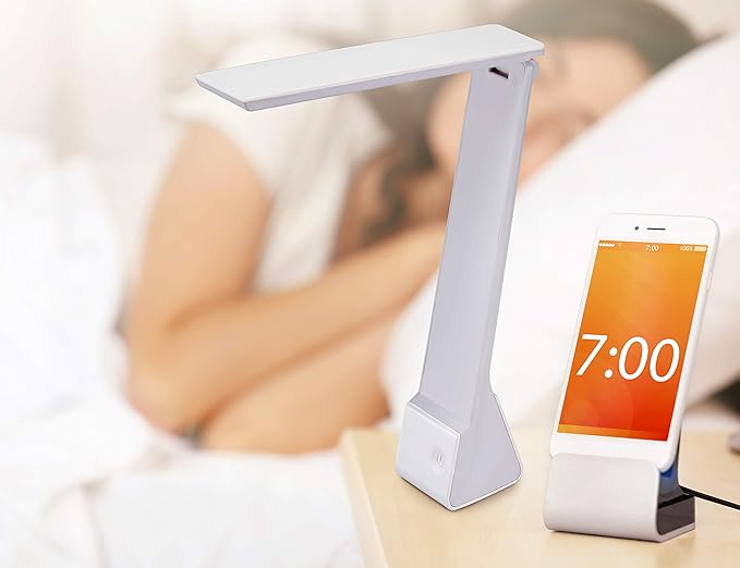 Bostitch Office KT-VLED1810-WHITE Powered Rechargeable Battery LED Desk Lamp, 3 Color Temperatures, Flip Open, White