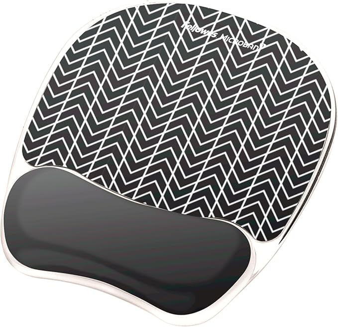 Fellowes Photo Gel Mouse Pad Wrist Rest with MICROBAN - Black Chevron (9549901)
