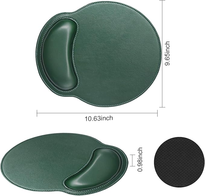 RICHEN Ergonomic PU Leather Keyboard Wrist Rest and Mouse Pad with Wrist Support, Memory Foam Set for Computer/Laptop,Gaming and Office, Comfortable for Easy Typing (Dark Green)