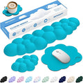 Cloud Wrist Rest Keyboard Cushion, 4-in-1 Ergonomic Cloud Keyboard Wrist Rest and Mouse Pad Set with Memory Foam Arm Support for Palm, Cute Desk Accessory for PC Gaming Setup, Scuba Blue
