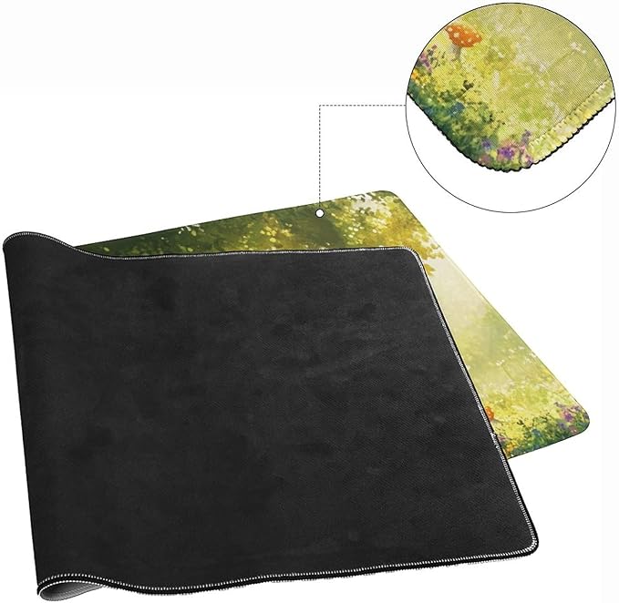 Cute Fox Mouse Pad, Large Extended Desk Mat 40×90cm (16''×36'')， Forest Animal Gaming Mousepad with Non-Slip Rubber Base, Stitched Edges, Water-Resistant for Office Home