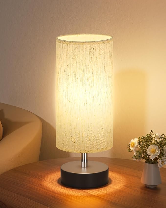 Small Table Lamp for Bedroom - Bedside Lamps for Night Stands, Minimalist Nightstand Light Lamp, Desk Lamps for Living Room, Office, Dorm