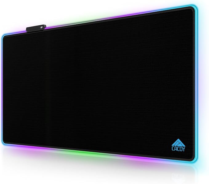 Cacoy 36" x 24" RGB Mouse Pad, XXL Mouse Mat with 9 LED Lighting Effect, Extended Desk Mat for Home Office Computer, Non-Slip Rubber Base, Stitched Edges, Gaming Mouse pad for Keyboard & Laptop, Black