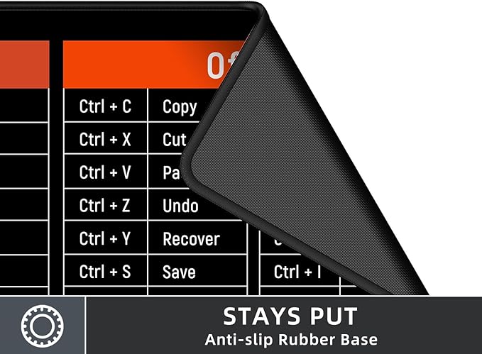 Large Mouse Pad Desk Mat with Excel Shortcuts Cheat Sheet, Anti-Slip Keyboard Pad with Multifunctional, Gaming Mousepad, Office Desk Accessories for Computer, MacBook, PC and Laptop