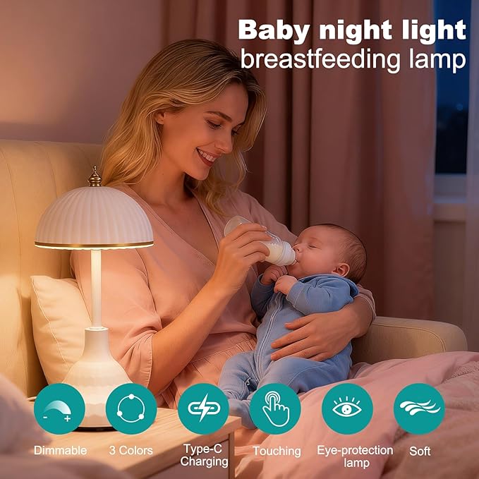 Touch lamp,night light for kids,rechargeable light,suitable for bedrooms, desks,terraces,and outdoor tables.Dimmable LED eye-protection night light,also an ideal Christmas gift for teenagers(White)