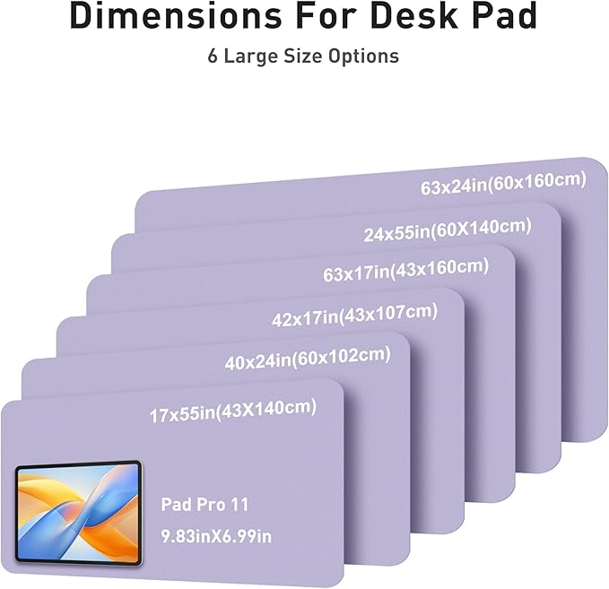 Aothia Faux Leather Desk Mat - Large Mouse Pad, Non-Slip PU Leather Blotter, Waterproof Writing Surface for Office and Home (Lavender, 42" x 17")