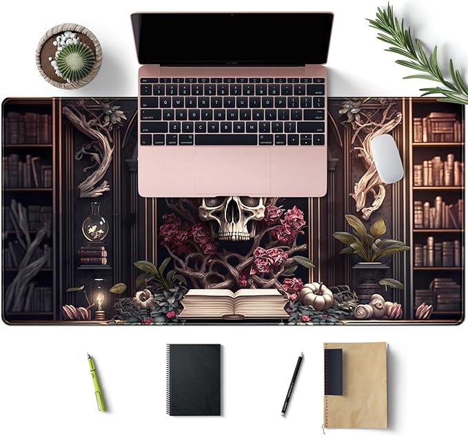 Gothic Large Mouse Pad XXL Desk Pad Gaming Mousepad Extended Keyboard Mat 31.5 x 15.7 in Black Fabric with Lycra Surface and Rubber Base