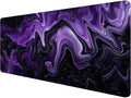 Dark Purple Ripples Desk Pad Mouse Pad Black Purple Lines Large Gaming Mouse Mat with Stitched Edges,Non-Slip Waterproof Rubber Base Mous Mat Office Computer Keyboard Laptop Home 35.4"x15.7"