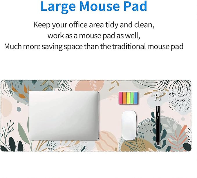 Abstract Boho Desk Mat Gaming Mouse Pad Green Pink XL Mouse Pad Large Mousepad Extended Laptop Keyboard Mat Gaming Desk Pad Mouse Mat Office Computer Keyboard Laptop Home 31.5"x11.8"