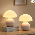 NIORSUN Wireless Mushroom Lamp Set of 2,Table Lamp for Bedroom, Portables Cordless Lamps,Wireless Light,Bedside Table Lamp for Living Room,Mini Mushroom 5200mAh Battery Operated Lamps Modern (White)
