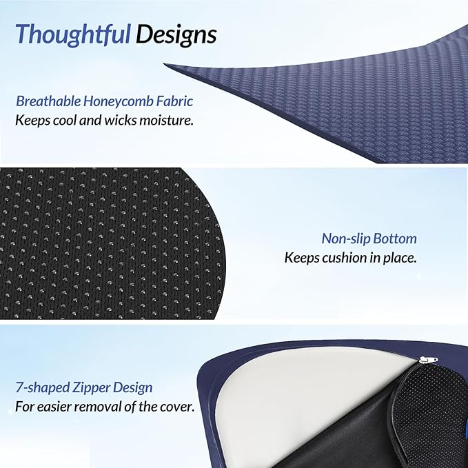 ZIKEE Pioneering Seat Cushion for Pressure Relief, Ergonomic Office Chair Cushion for Coccyx, Back & Lumbar Support, High-Density Memory Foam Car Seat Cushion with Anti-Slip Base