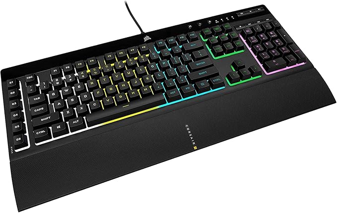 Corsair K55 RGB PRO Membrane Wired Gaming Keyboard – QWERTY US Layout, IP42 Dust and Spill-Resistant – 6 Macro Keys with Elgato Integration – iCUE Compatible – PC, Mac, Xbox – Black