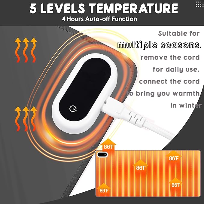 Konohan Heated Desk Pad Warm Mouse Pad, 5 Heating Level & 4 Hour Auto Shut-Off, PU Leather Warm Mouse Mat Heating Keyboard Gaming Mice Warmer Mat Only Supports 110v(Gray Color,31.5" X 13")