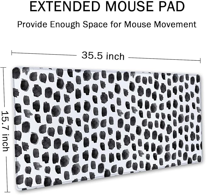 SSOIU Polka Dot Extended Gaming Mouse Pad Mat Large Desk Mat Non Slip Rubber Base Computer Desktop Laptop Keyboard Mouse Mat Stitched Edges, 35.5x15.7 in XXL Waterproof Mousepad for Work Game
