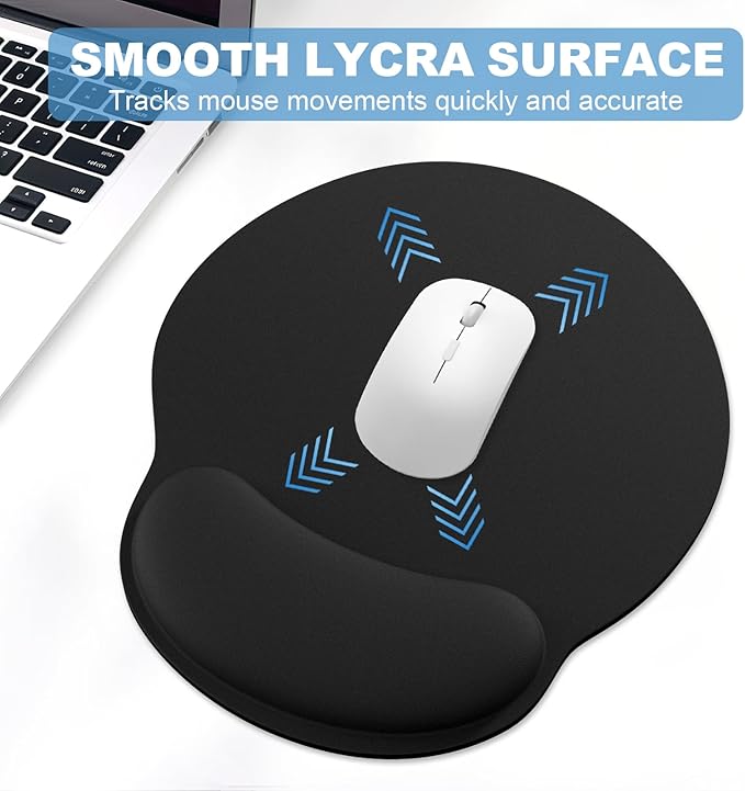 Ergonomic Mouse Pad with Wrist Rest and Keyboard Wrist Rest, Mousepad and Wrist Rest for Computer Keyboard, Non-Slip Rubber Base, Mouse Pad with Wrist Support for Gaming, Office, Black