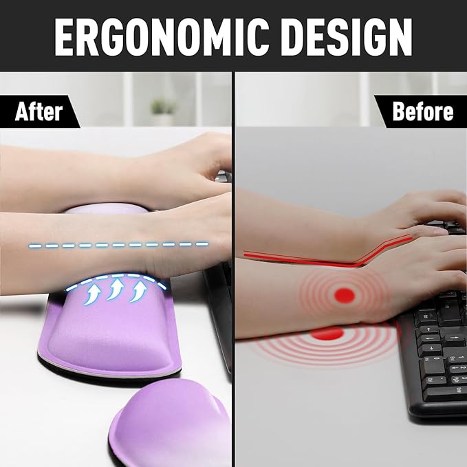 Gimars Upgrade Enlarge Silky Gel Memory Foam Keyboard Wrist Rest, Wrist Rest for Computer Keyboard, Ergonomic Mouse pad Rests for Typing, Wrist Support for Office, Gaming, Purple Gradient