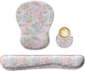 Wrist Rest Support for Mouse Pad Keyboard Set Circle Coaster Gaming Mouse Pad Ergonomic Gel Memory Foam Set for Computer, Laptop, Office, Comfortably Typing Cute KM-37